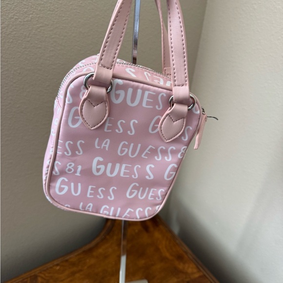 GUESS Pink And White Logo Nylon Mini Crossbody Backpack NWOT